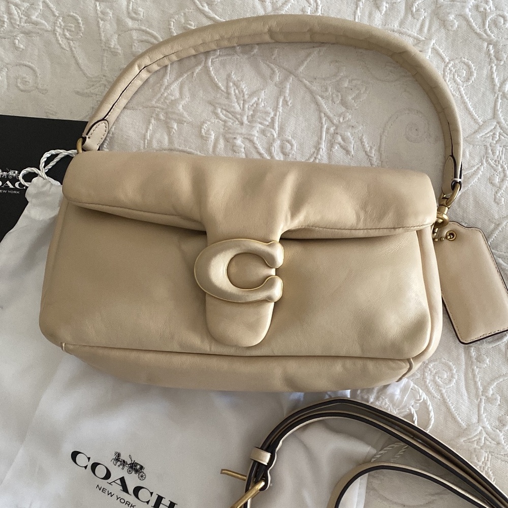 SOLD Coach Pillow Tabby 26 beige cream